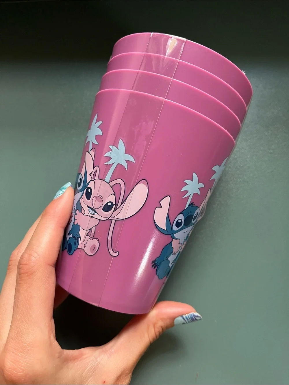 Disney Stitch 4-Pack Plastic Cups in Pink